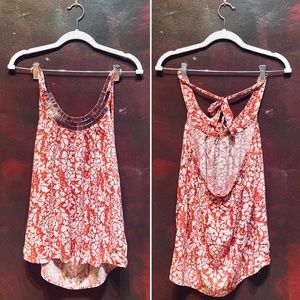 Elle Red Halter Beach Print Top